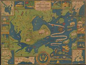 1928 Pictorial City Map of Portland, Maine