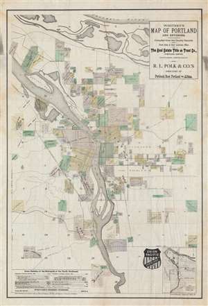 1889 Whitney Map of Portland, Oregon