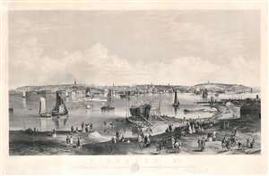 1855 John William Hill Panoramic View of Portland, Maine