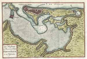 1765 Isaak Tirion Map of San Juan Harbor, Puerto Rico