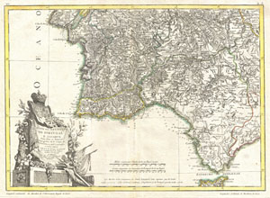 1775 Zannoni Map of Southern Portugal, the Algarve, and Seville