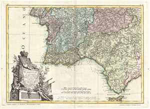 1775 Zannoni Map of Southern Portugal, the Algarve, and Seville