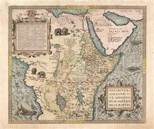 1571 / 1573 Abraham Ortelius Map of Africa - Kingdom of Prester John
