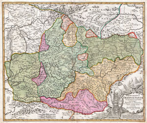 1720  Homann Map of Transylvania ( Romania )