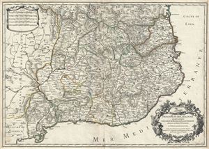 1706 Jaillot Map of Catalonia, Spain (Barcelona)