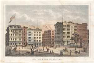1868 Shannon and Rogers View Printing House Square (Park Row), New York City