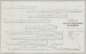 1831 Barney Map of the Route Profiles for the Boston and Providence Railroad