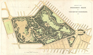 1871 Vaux and Olmsted Map of Prospect Park, Brooklyn, New York