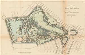 1868 Vaux and Olmsted Map or Plan of Prospect Park, Brooklyn, New York