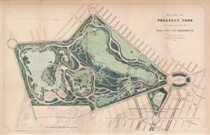 1868 Vaux and Olmsted Map or Plan of Prospect Park, Brooklyn, New York