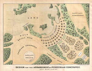 1871 Vaux and Olmsted Map of the Concert Grove, Prospect Park, Brooklyn, New York