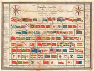 1820 Luigi Rossi Chart of Maritime Merchant and War Flags