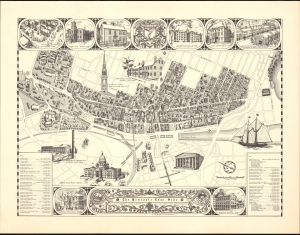1975 Barstow Pictorial Historical Map of Providence, Rhode Island