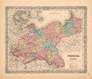 1855 Colton Map of Prussia and Saxony, Germany