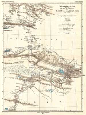 1883 Petermanns Geographische Mitteilungen Map of China and Tibet