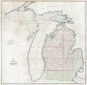 1845 General Land Office Map of Michigan