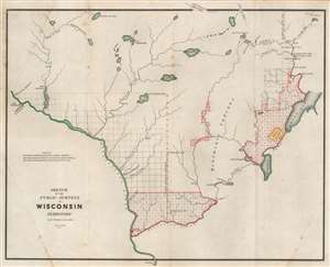 1845 General Land Office Map of Wisconsin