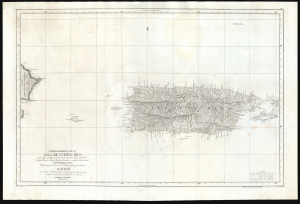 1840 / 1878 Moreno 'Deposito Hidrografico' Map of Puerto Rico (Porto Rico)