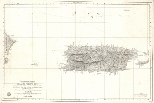 1840 Moreno 'Deposito Hidrografico' Nautical Chart or Map of Puerto Rico (Porto Rico)