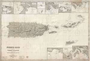 1879 Imray Nautical Chart or Map of Puerto Rico and the Virgin Islands