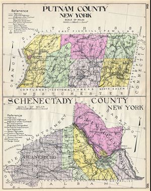 1912 Century Map of Putnam County and Schenectady County, New York