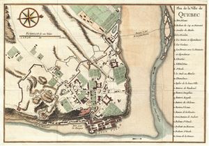 1744 Bellin Map of Quebec City, Canada