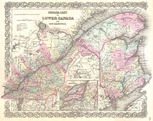 1855 Colton Map of Canada East or Quebec