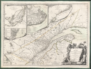 1776 Jefferys-Carver Map of Quebec with plans of Quebec City and Montreal