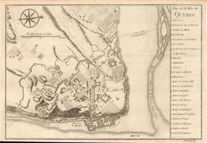 1744 Bellin Map of Quebec City, Canada