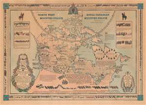 1966 Furse Pictorial Map of Canada Honoring the Royal Canadian Mounted Police