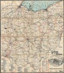 1909 Columbus Lithograph Co. Railroad Map of Ohio