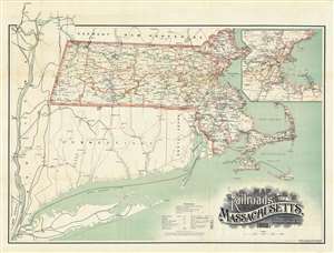 1892 Walker Railroad Commission Map of Massachusetts