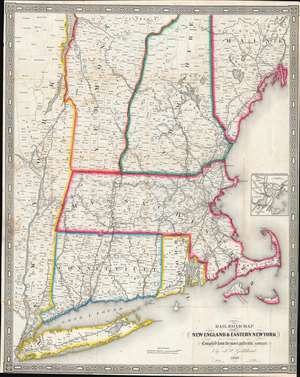 1849 Goldthwait Railroad Map of New England