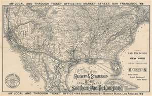 1893 Crocker and Southern Pacific Railroad Map of the United States