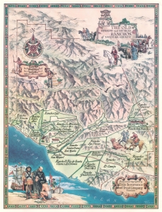 1965 Dudley Pictorial Map of the Spanish and Mexican Ranchos of Ventura County, California