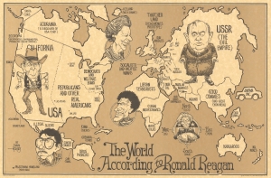 1987 Horsey Satirical Map of the World According to Ronald Reagan