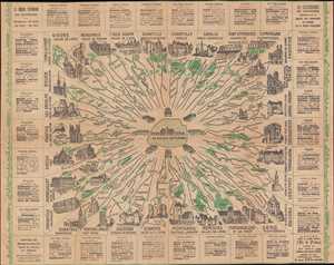 1924 S.T.C.R.P. Map of Organized Bus Trips Around the Paris Region