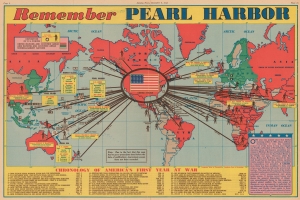 1942 Sundberg World War II Map of the World One Year After Pearl Harbor