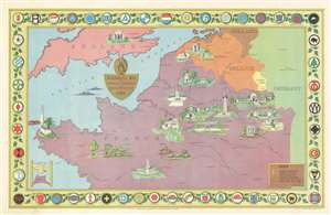 1939 Baker Pictorial Map of American World War I Cemeteries in Europe