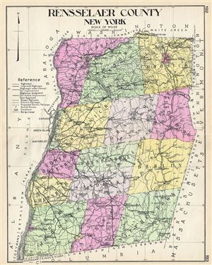 1912 Century Map of Rensselaer County, New York