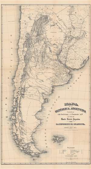 1876 Seelstrang / Tourmente Map of Argentina