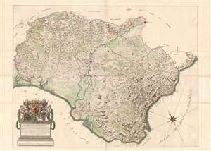 1748 Llobet Wall Map of the Kingdom of Seville / Sevilla, Spain
