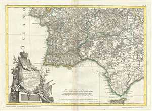 1778 Zannoni Map of Southern Portugal, the Algarve, and Seville