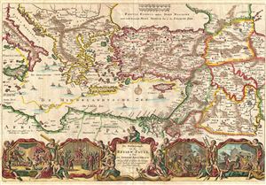 1730 Stoopendaal Map of the Travels of the Apostle Paul