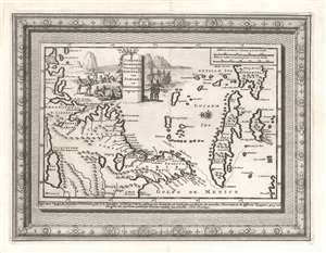 1707 Jonathan Dickinson Map of Florida, Carolina, Virginia and Cuba