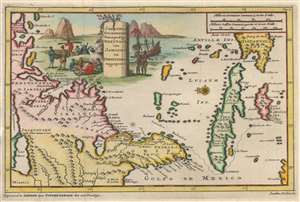 1707 Jonathan Dickinson Map of Florida, Carolina, Virginia and Cuba