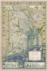 1936 Booth Pictorial Map of Rhode Island and Narragansett Bay