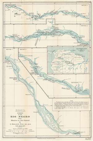 1918 Rice Map of the Rio Negro, Brazil