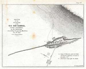 1847 Emory Map of the Mexican War Battle of the Rio San Gabriel in Los Angeles