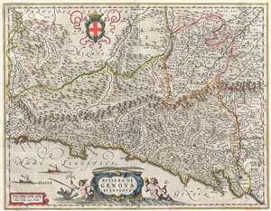 1646 Blaeu Map of the Bay of Genoa, Italy
